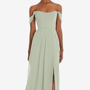 After Six 1560..Off-the-Shoulder Basque Neck Maxi Dress.....Celadon...Sz 18 L